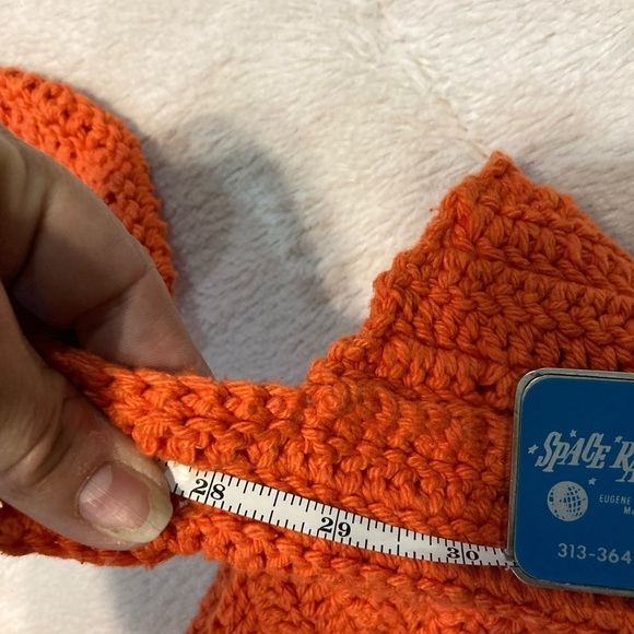 Hand Crafted, Crocheted Orange Half Moon Bag EUC - Picture 8 of 10